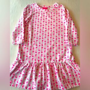 Lilly Pulitzer girl white and pink print cotton terry dress size L(8/10)